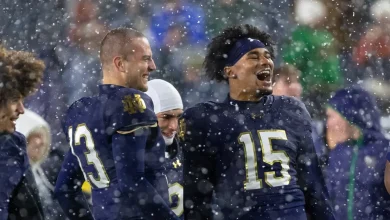 Where Notre Dame QB CJ Carr is ranked nationally in major passing statistics after Week 11