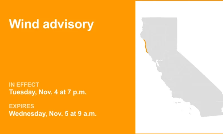 Wind advisory affecting Mendocino Coast Tuesday and Wednesday