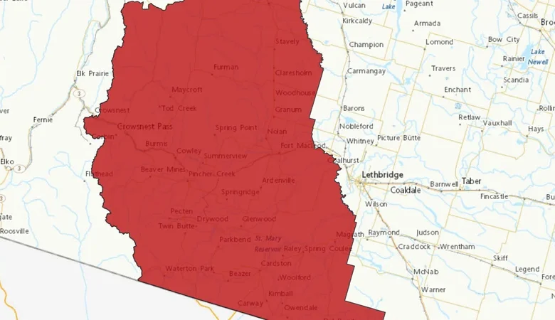 Wind warning for southwest Alberta
