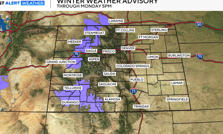 Winter snow and high winds to hit Colorado mountains Sunday night; Winter Weather Advisory to take effect