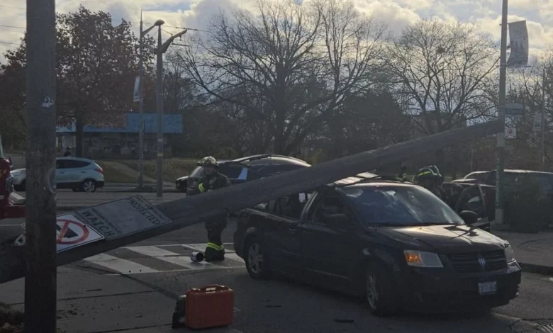 Woman Injured After Hydro Pole Falls on Vehicle in Toronto