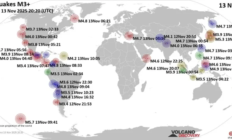 World Earthquake Report for Thursday, 13 November 2025