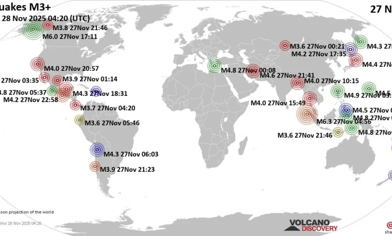 World Earthquake Report for Thursday, 27 November 2025
