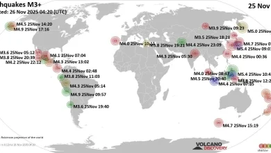 World Earthquake Report for Tuesday, 25 November 2025