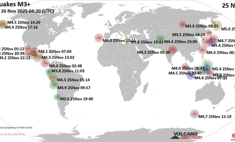 World Earthquake Report for Tuesday, 25 November 2025