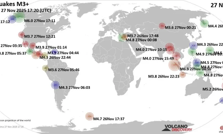 Worldwide Earthquakes Report for November 27, 2025