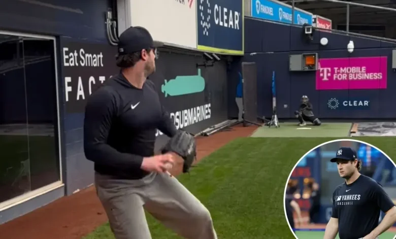 Yankees’ Gerrit Cole back throwing off mound in positive Tommy John recovery step