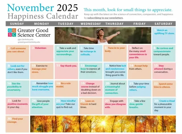 Your Happiness Calendar for November 2025