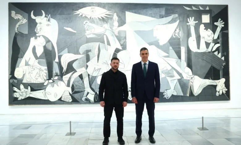 Zelenskyy visits Picasso’s ‘Guernica,’ drawing parallel to Ukraine’s bombing