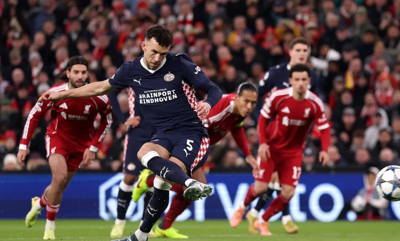 ‘Liverpool have got a problem’ - Perisic penalty puts PSV ahead after Van Dijk handball