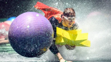 Angry Ginge takes on iconic trial Celebrity Cyclone & clings on for dear life