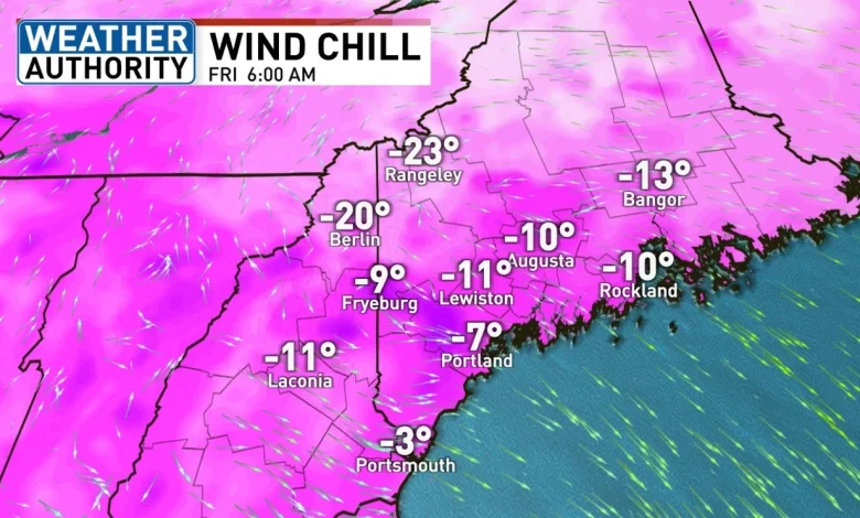 Arctic front to bring snow squalls, frigid wind chills to Maine by week's end
