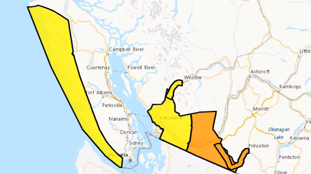 Atmospheric river to bring heavy rain to B.C.'s South Coast, orange warning issued for Fraser Valley
