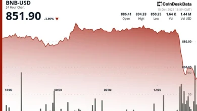 BNB falls below key support as crypto market cap slips toward $3 trillion