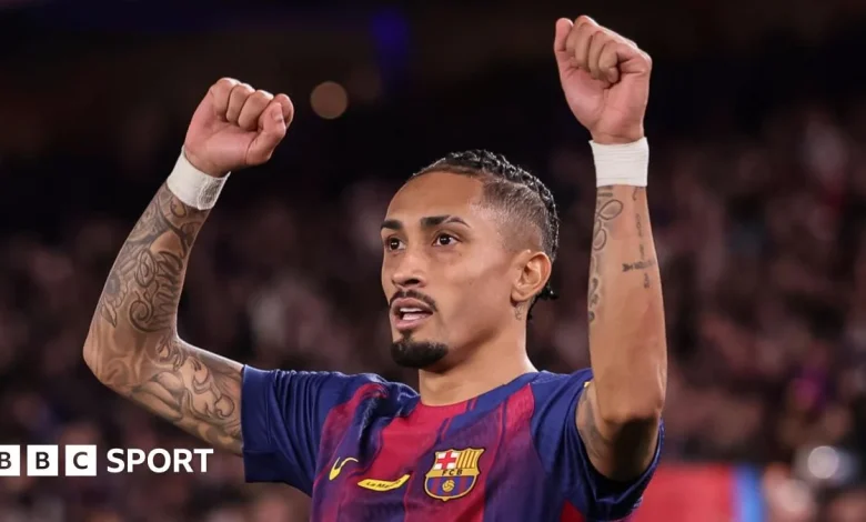 Barcelona 2-0 Osasuna: Raphinha scores twice to put side seven points clear of Real Madrid