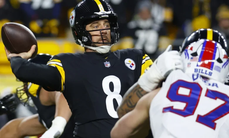 Bills lead 10-7, Mason Rudolph replaces Aaron Rodgers after Joey Bosa sack