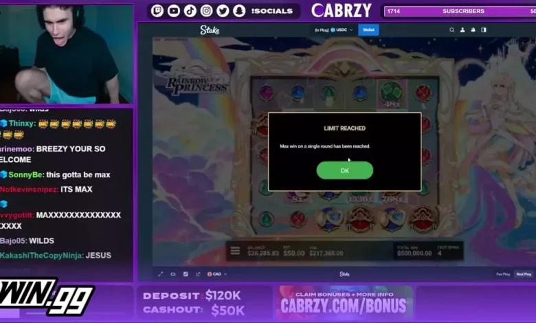 Cabrzy hits a max win on Rainbow Princess slot