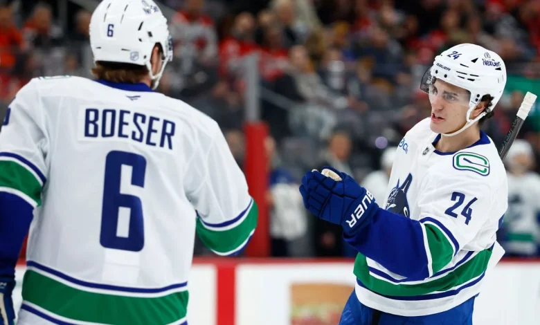 Canucks' Zeev Buium scores in first game with team