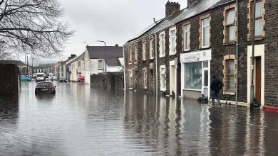 Cars trapped and roads closed as heavy rain causes flooding in Wales | ITV News