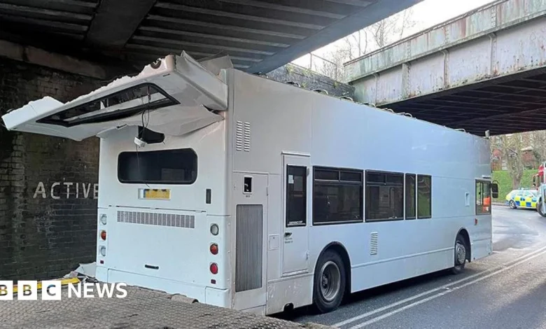 Children hurt as roof of school bus ripped off by Coppull bridge