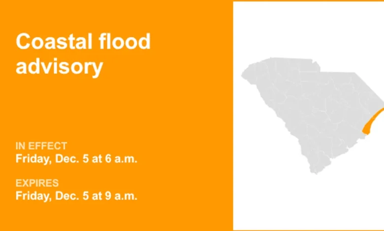 Coastal flood advisory for Myrtle Beach area and Coastal Georgetown until Friday morning