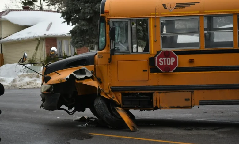 Collision involving school bus closes road in north Barrie
