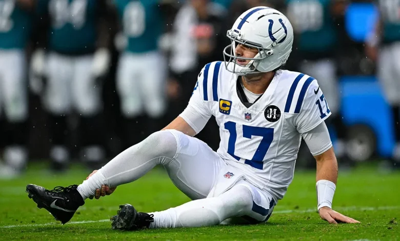 Colts' Daniel Jones slams helmet in frustration as he suffers gruesome Achilles injury