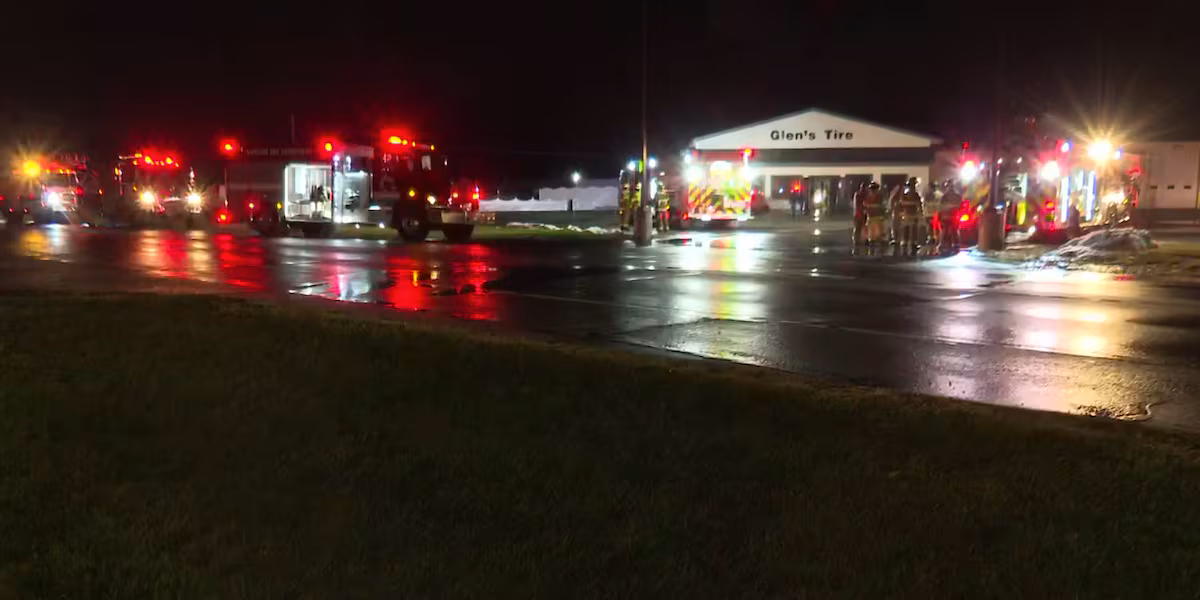 Crews respond to fire in the area of Glen’s Tire