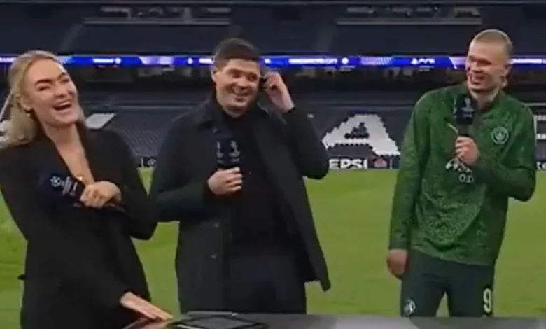 Erling Haaland says Laura Woods 'doesn't like me' after question on live TV