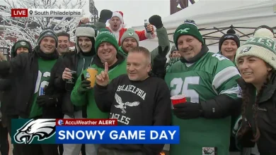 Fans brave snowy conditions for Philadelphia Eagles tailgate