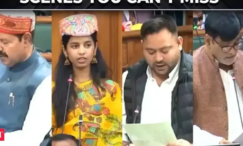Feet-touching, hugs, to Maithili Thakur’s Paag: Highlights from Bihar Assembly Oath Day