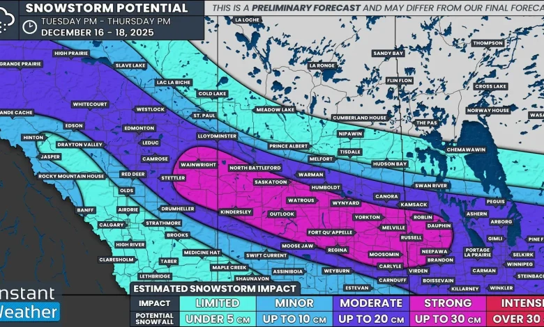 First Look at the Major Snowstorm Set to Impact the Prairies This Week