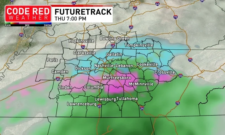 Freezing rain and snow possible as winter mix threatens Middle Tennessee late Thursday