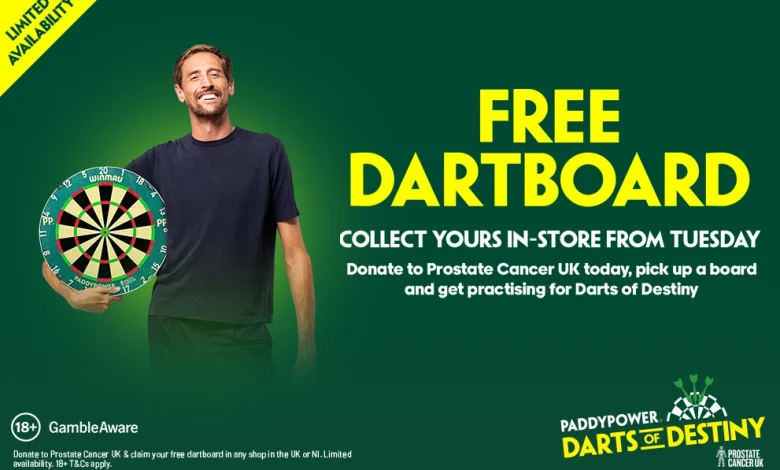 Get a free dartboard in Paddy Power’s uk & Northern ireland shops with your PCUK donation