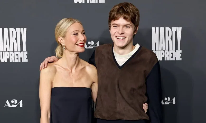 Gwyneth Paltrow Poses With Son Moses Martin & Husband Brad Falchuk at ‘Marty Supreme’ L.A. Premiere!