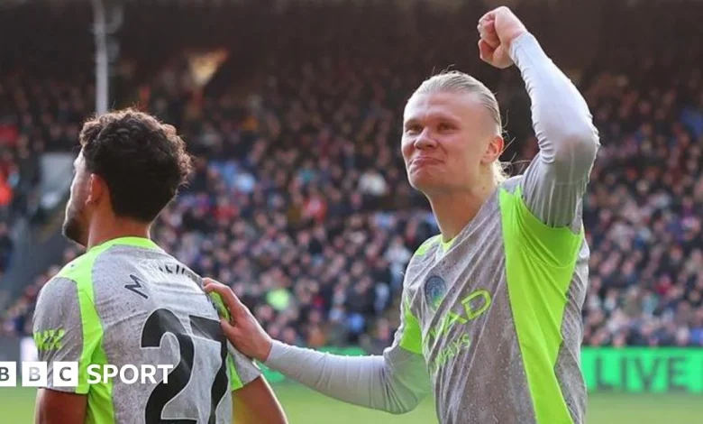 Haaland scores two to give Man City win at Palace