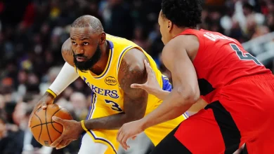Hachimura hits 3 at buzzer on pass from James as Lakers beat Raptors 123-120