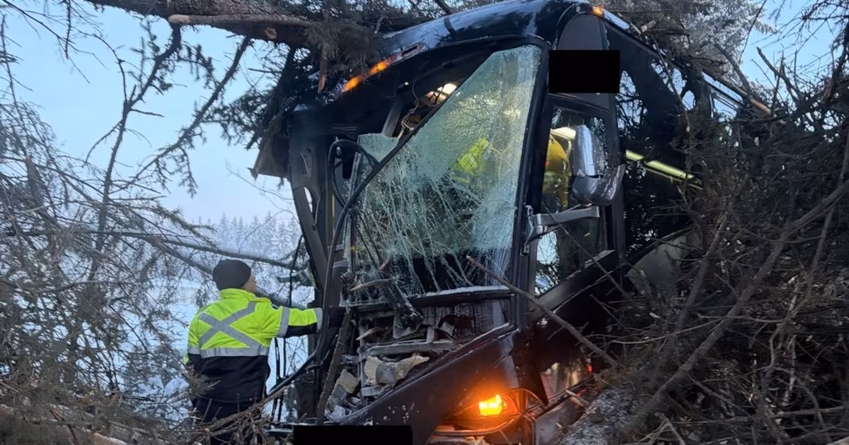 Hockey team bus crashes in northern Alberta, two sent to hospital