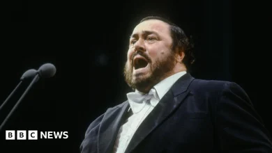 Italian town freezes Pavarotti statue knee-deep in Christmas ice rink, angering widow