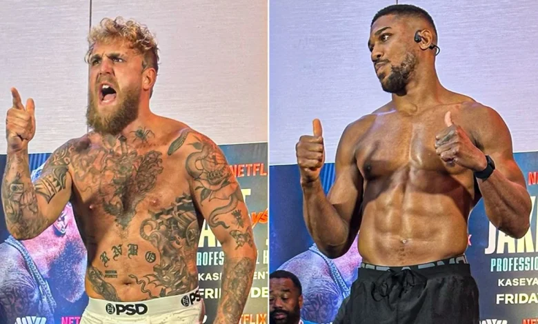 Jake Paul's bizarre weigh-in moment after hitting scales 12kg lighter than Anthony Joshua