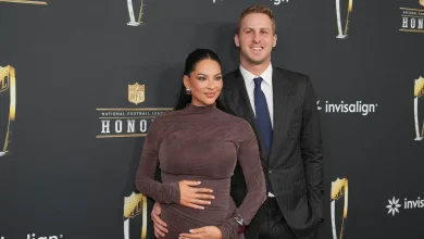 Jared Goff's wife Christen shows off baby with rival NFL WAG calling them 'perfect'