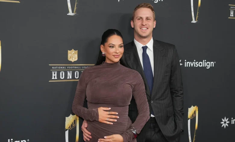 Jared Goff's wife Christen shows off baby with rival NFL WAG calling them 'perfect'