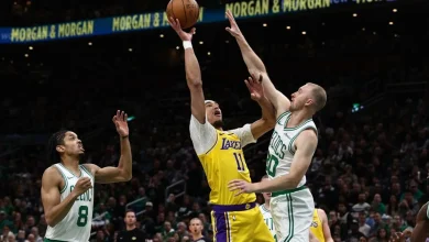 Jaylen Brown leads Celtics past depleted Lakers to 4th straight win