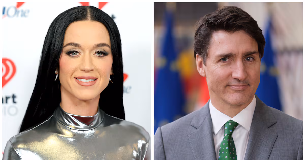 Katy Perry and Justin Trudeau Pose in Front of Christmas Tree