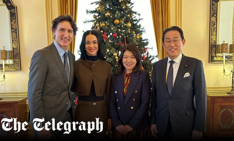 Katy Perry and Justin Trudeau meet former Japanese prime minister