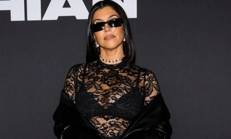 Kourtney Kardashian Goes Bold for Holidays in Sheer Skirt Elf Look