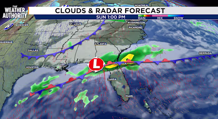LIVE RADAR: Slow-moving front brings beneficial rain this weekend, expected to impact Jaguars game