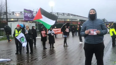 LOOK: Furious protestors picket outside Hampden ahead of Scottish League Cup final