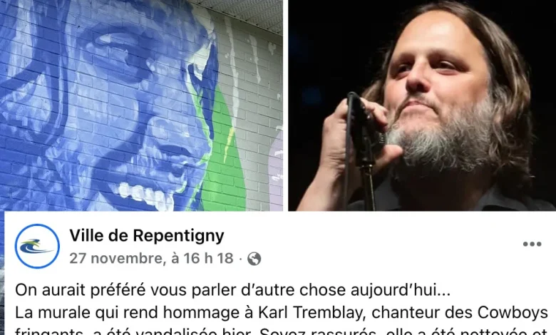 La Ville de Repentigny publie un message pour dénoncer le vandalisme sur la murale de Karl Tremblay