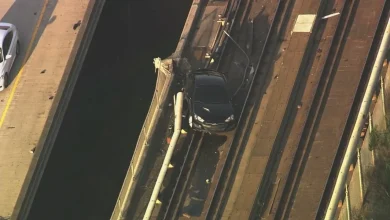 Live: Car lands on BART tracks from I-580 in Castro Valley, westbound lanes shutdown